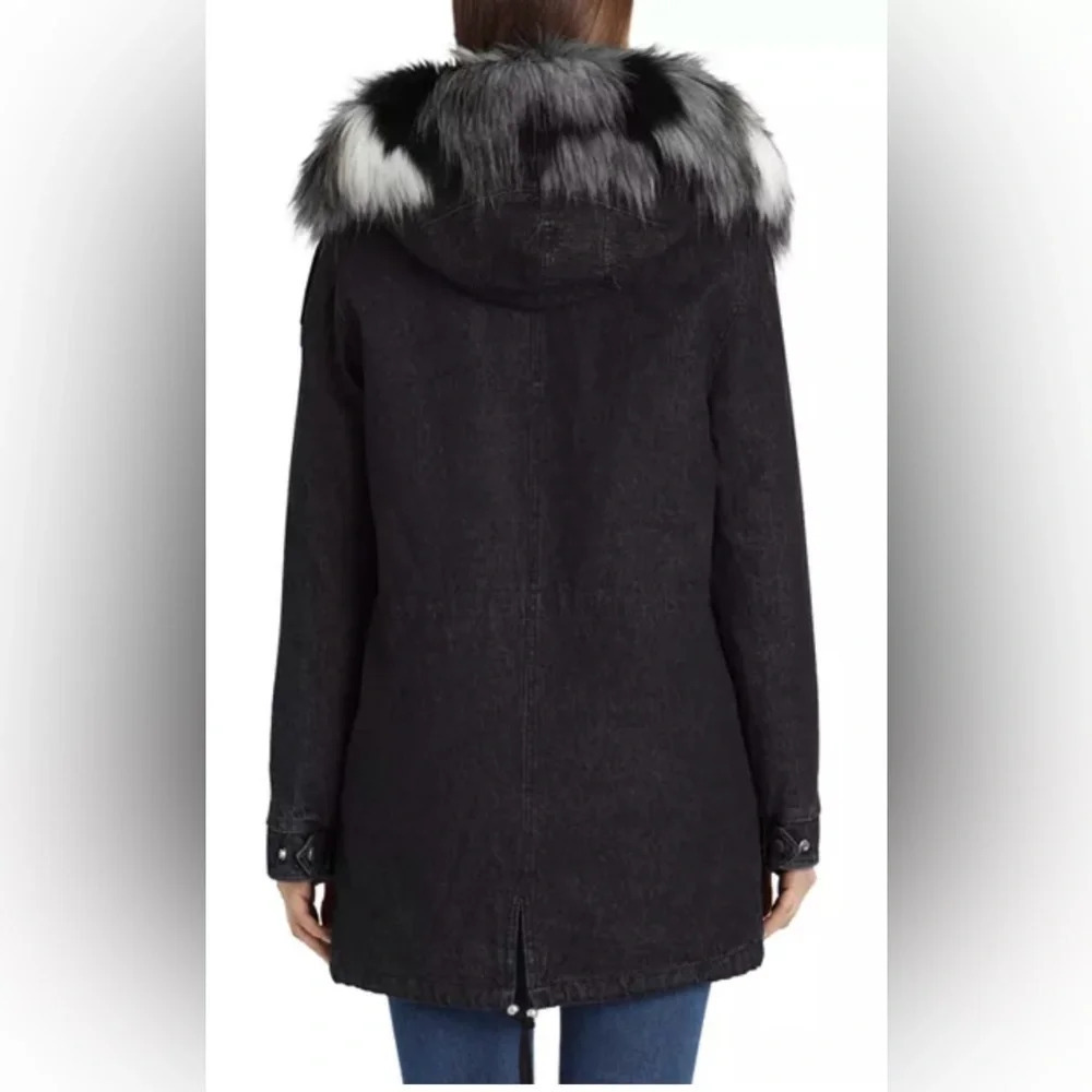 Avec Les Filles Faux Fur Trim Denim Parka - Picture 9 of 10